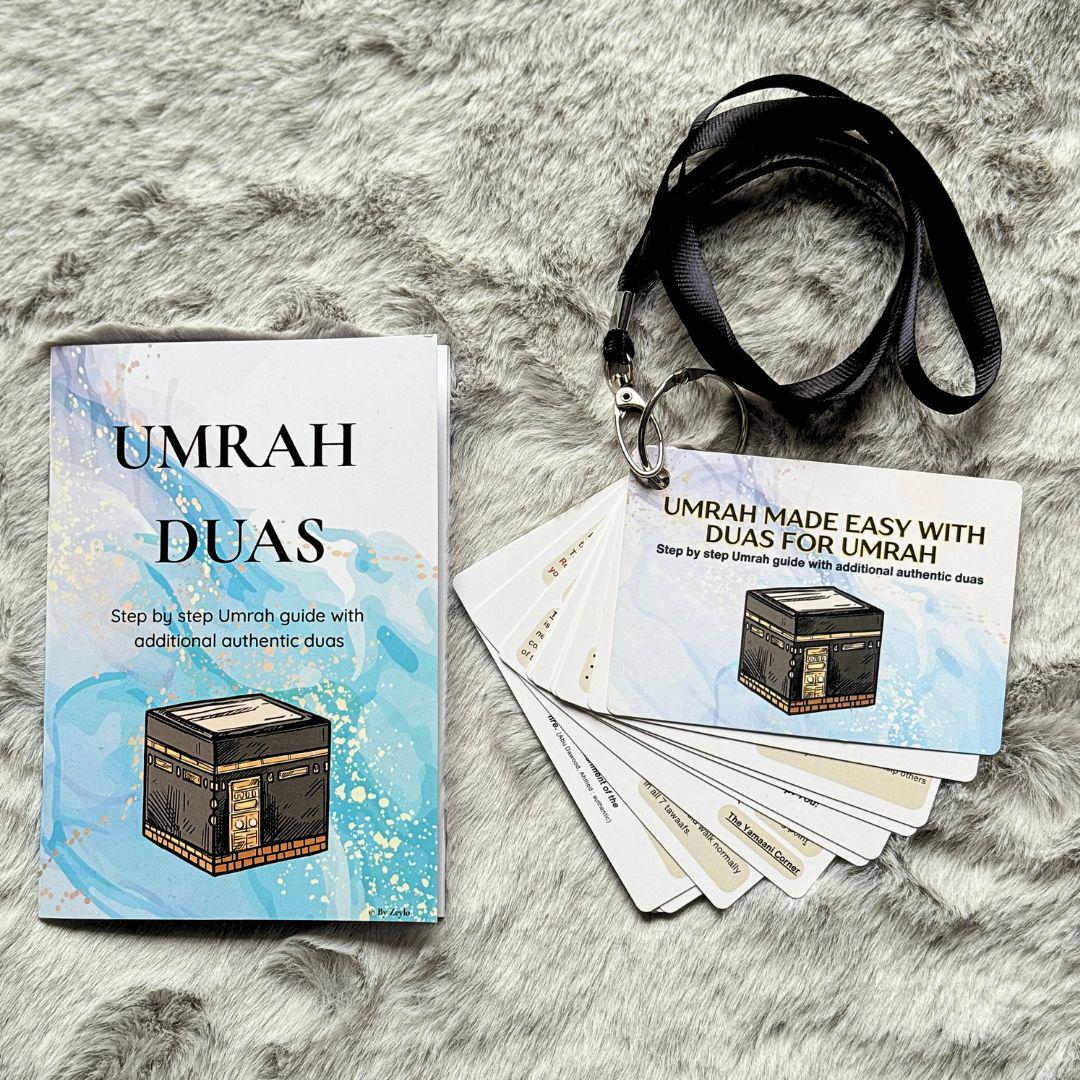 Umrah Guidebook & Dua Cards: Pocket-Size Islamic Pilgrimage | Umrah Guide Book – Umrah Cards with Lanyard – Includes Duas and Supplications