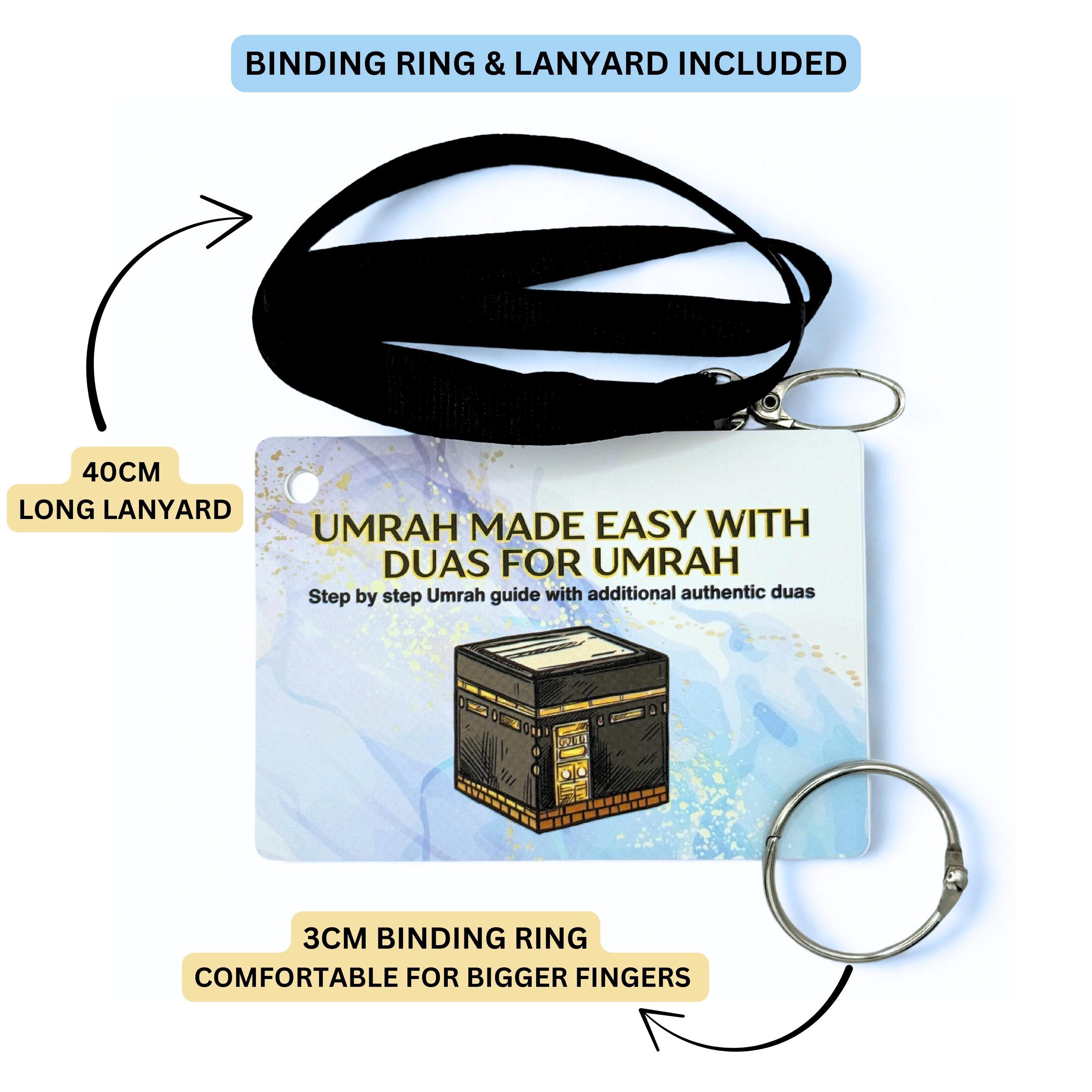 Umrah Guidebook & Dua Cards: Pocket-Size Islamic Pilgrimage | Umrah Guide Book – Umrah Cards with Lanyard – Includes Duas and Supplications