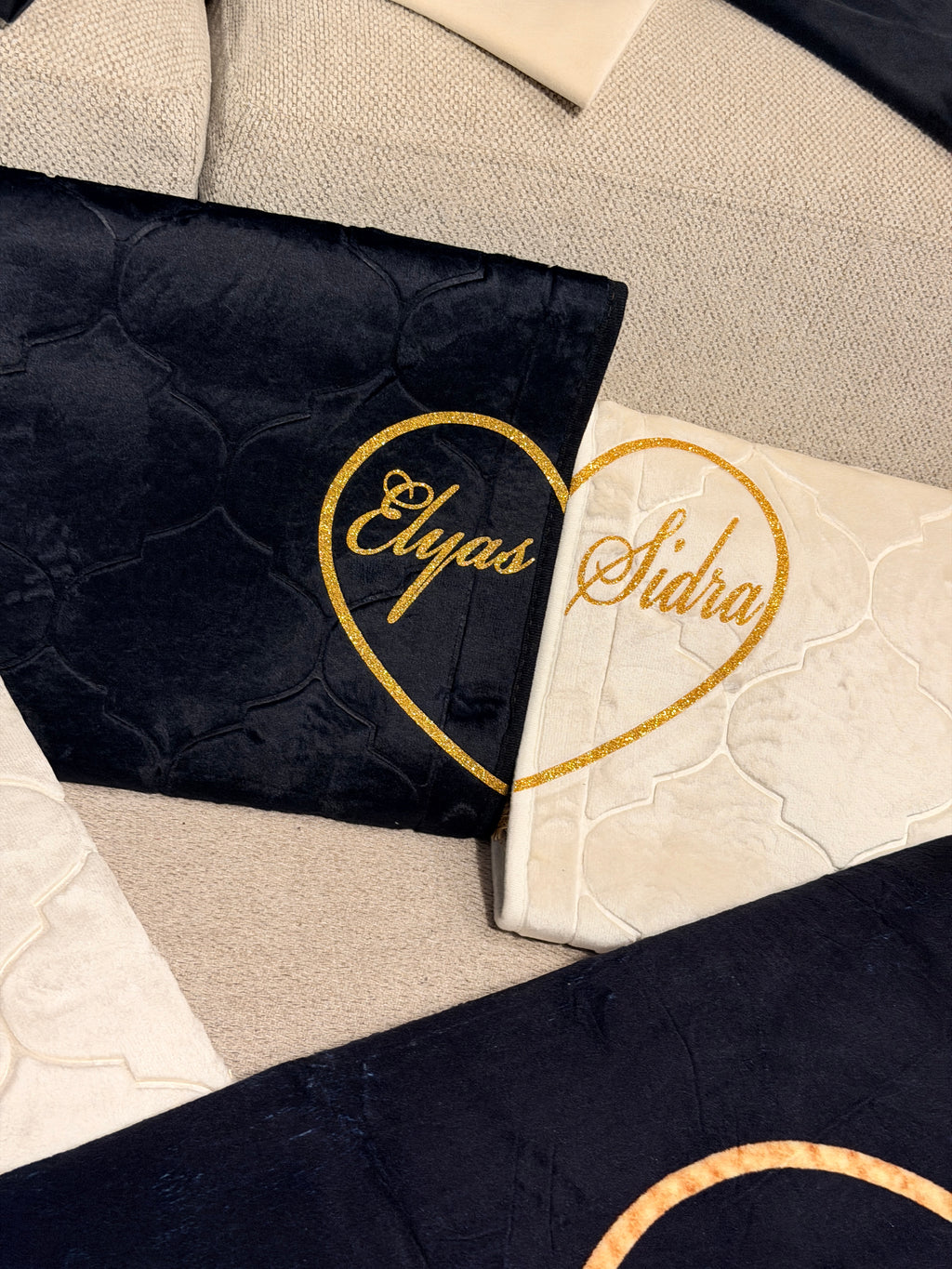 Personalised Couple Prayer Mat Set with Names in a Heart