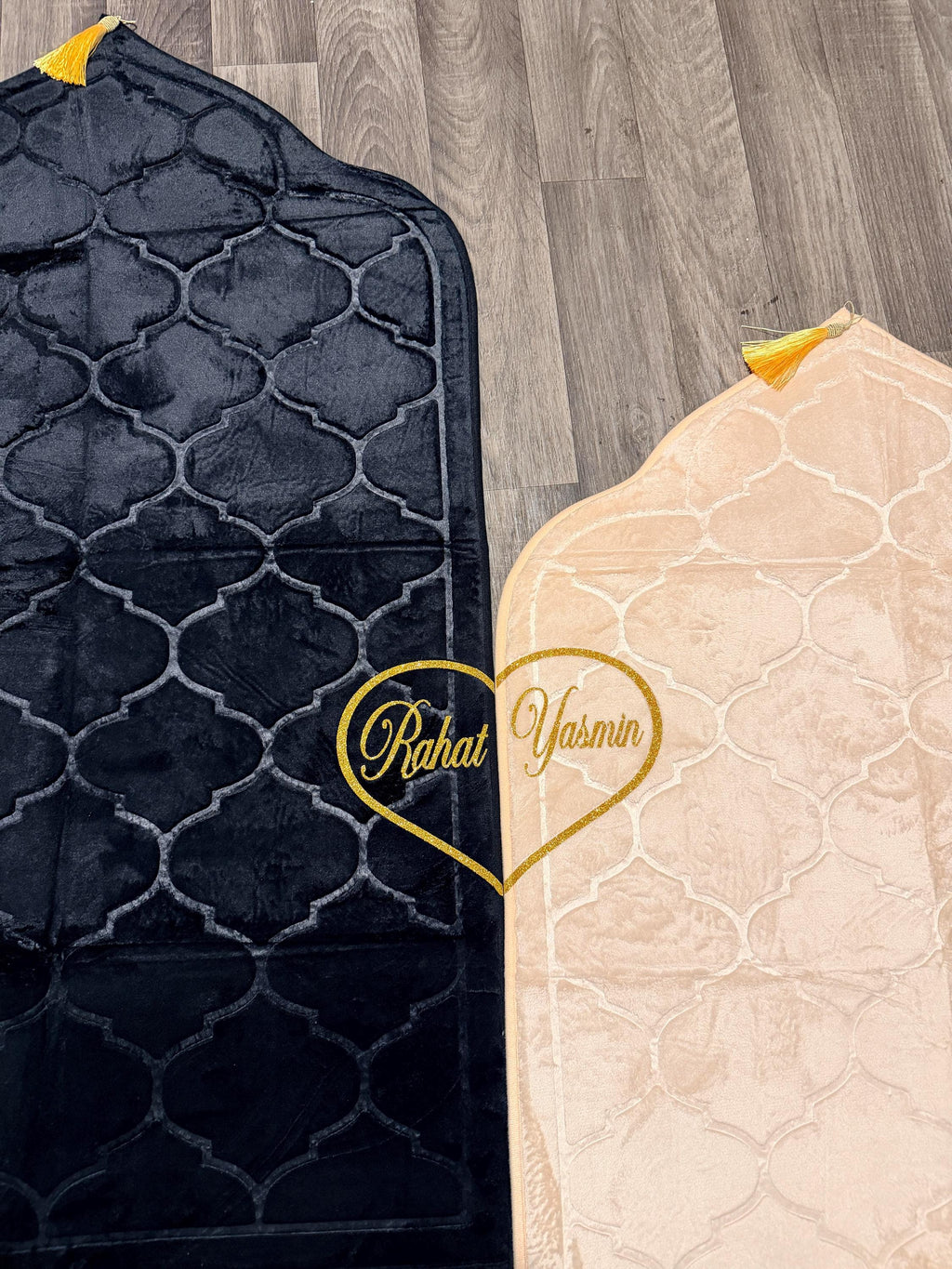 Personalised Couple Prayer Mat Set with Names – Foam Padded Prayer Mats (XL Size) | Couple Gift