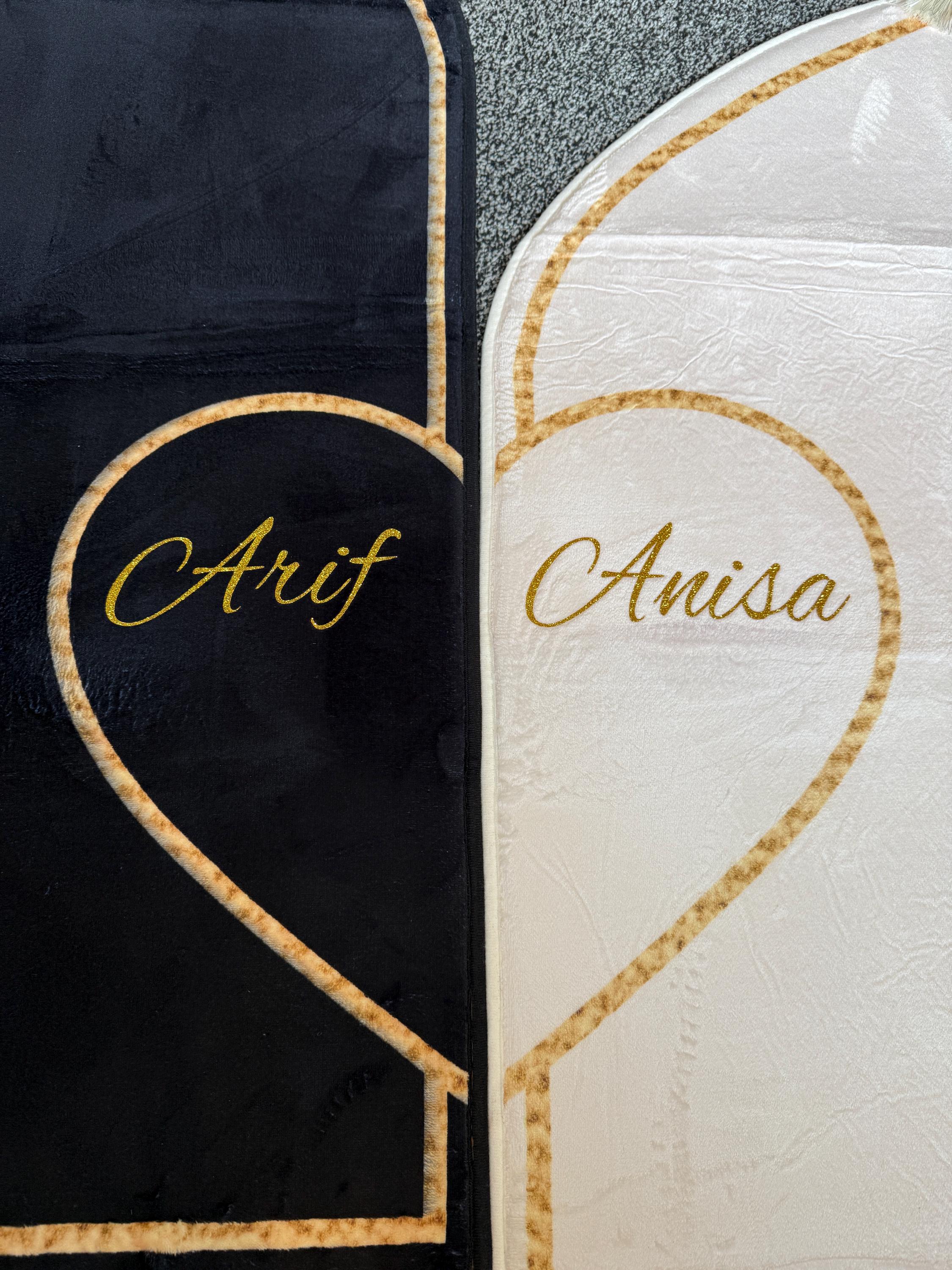 Personalised Couple Prayer Mat Set | Custom His Hers| Custom His Hers Islamic Gift for Wedding |nikah gift set,Wedding gift,Anniversary Gift