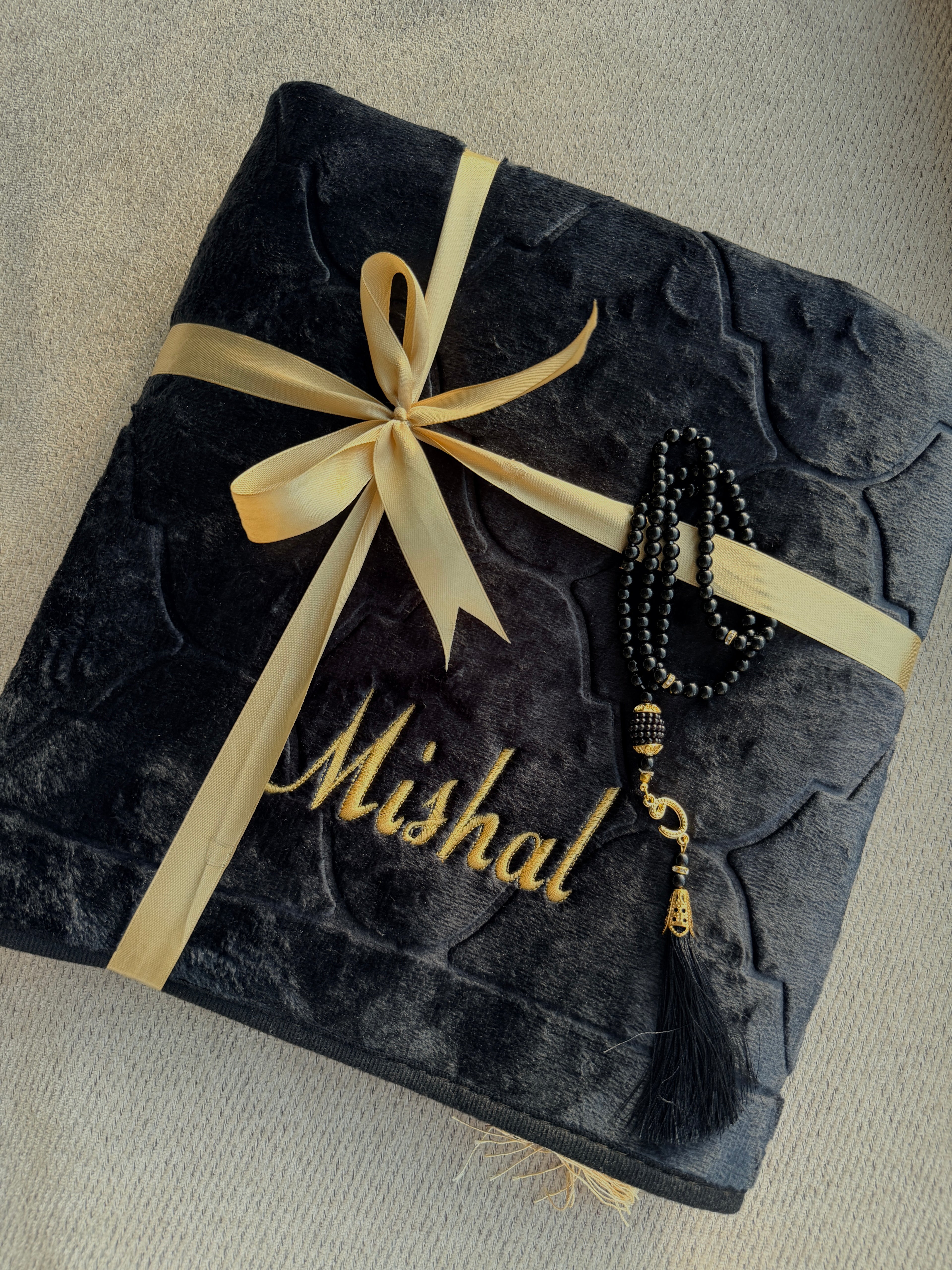 Luxury Personalised Embroidered Prayer Mat Set | Custom Name Islamic Prayer Mats | Nikah, Wedding & Eid Gift