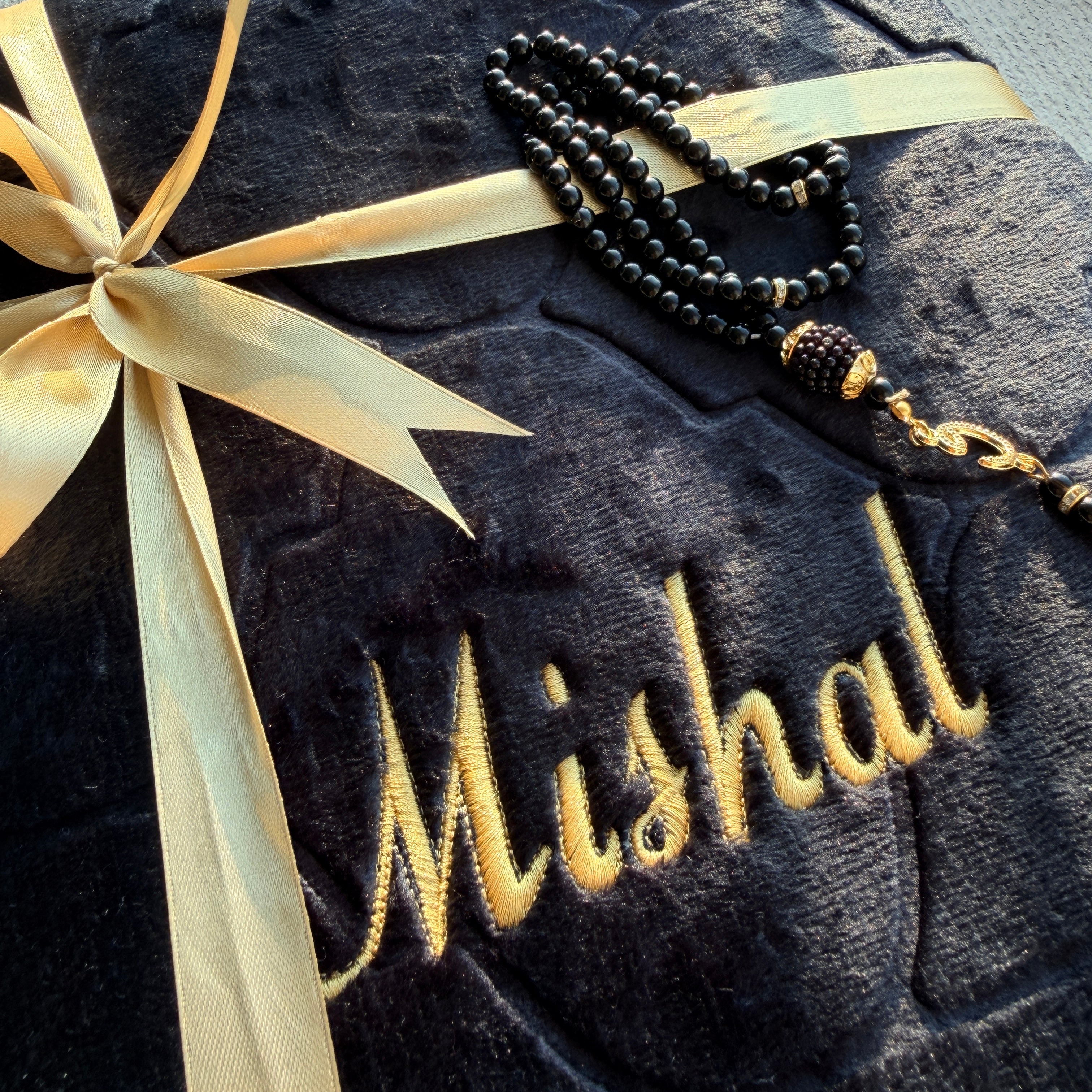 Luxury Personalised Embroidered Prayer Mat Set | Custom Name Islamic Prayer Mats | Nikah, Wedding & Eid Gift