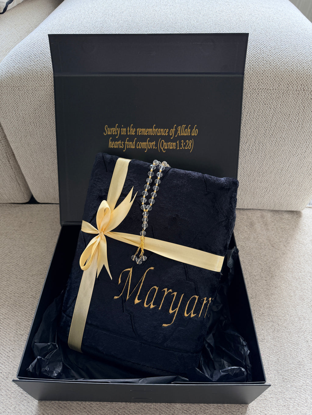 Luxury Personalised Embroidered Prayer Mat Set | Custom Name Islamic Prayer Mats | Nikah, Wedding & Eid Gift