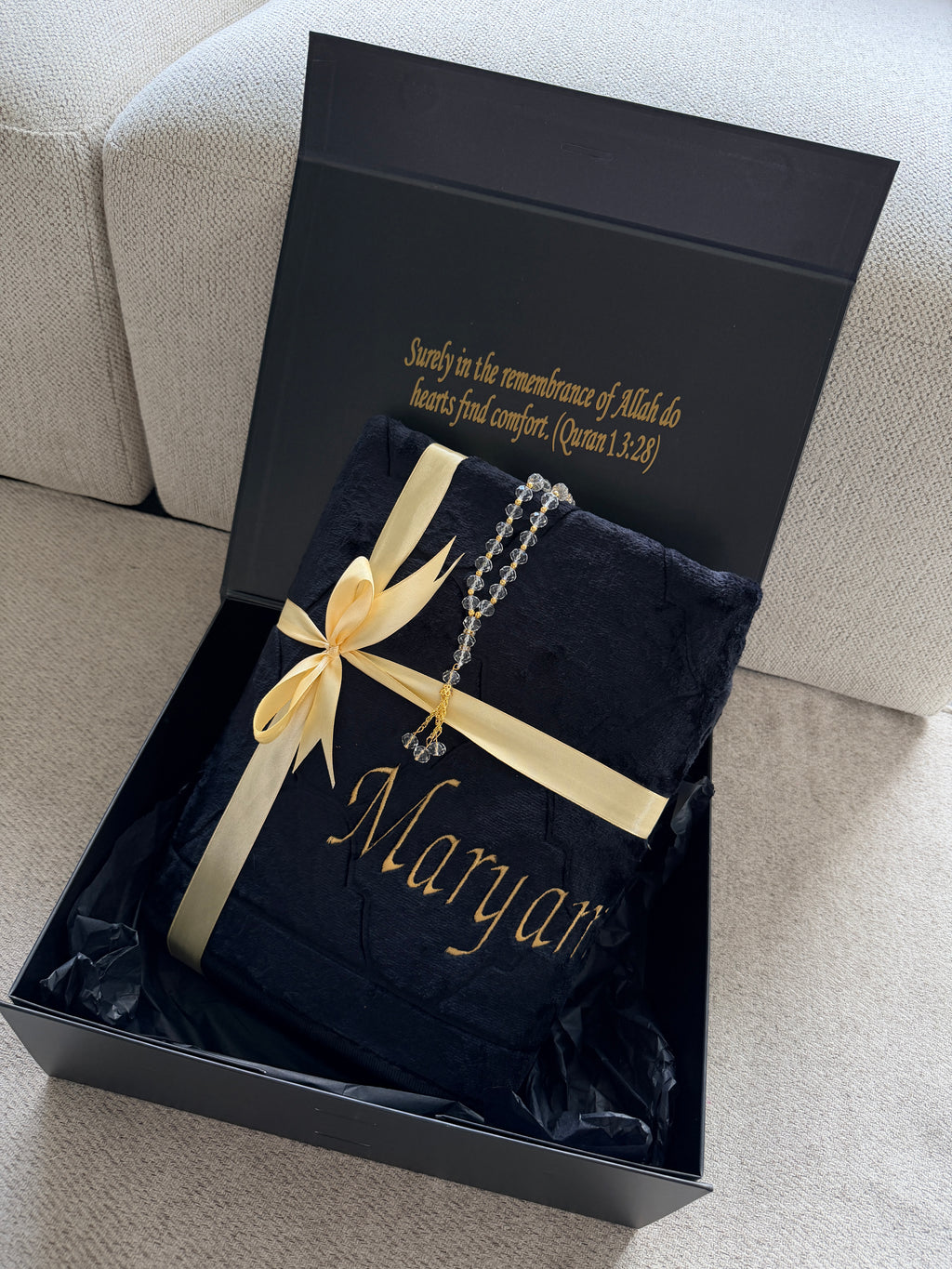 Luxury Personalised Embroidered Prayer Mat Set | Custom Name Islamic Prayer Mats | Nikah, Wedding & Eid Gift